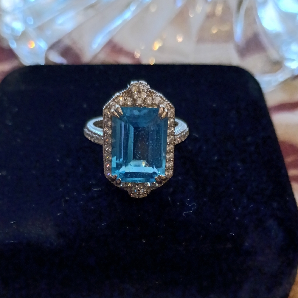 Judith Ripka Blue Gemstone Silver Ring